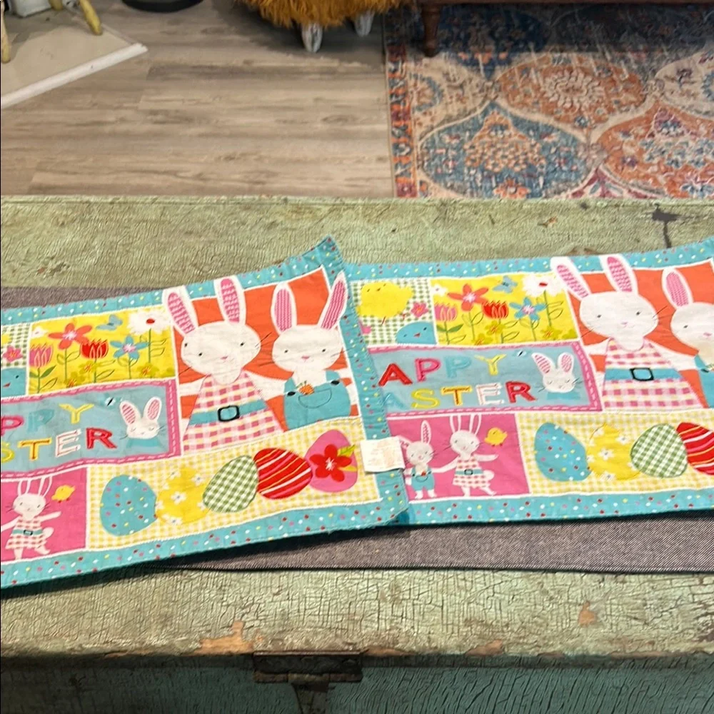 Blossoms & Blooms Colorful Easter Bunny Placemats set of 2